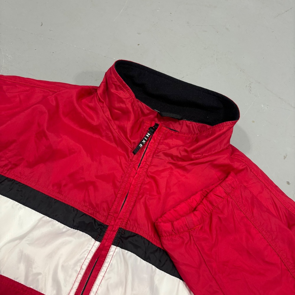 Vintage Nike Mens Windbreaker Red White Black Colorblock Mesh Lined Full Zip